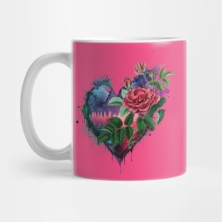 Hot Pink Floral Heart Mug